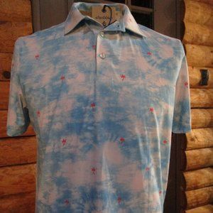 Chubbies Mens Small The Palma Performance Polo Light Blue NWT